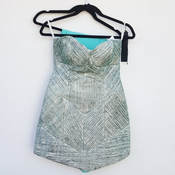 NEW John Paul Ataker Metallic Matelassé Strapless 2-Piece Gown Size Small - Picture 4 of 8